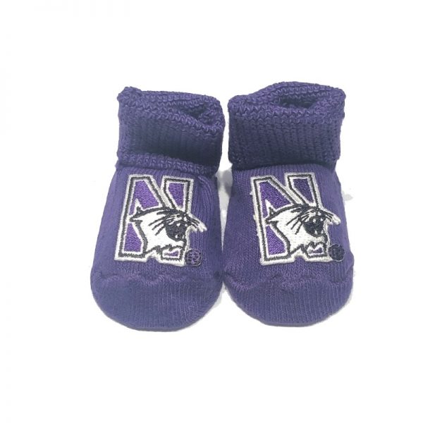Northwestern University Wildcats Purple Newborn Booties With N-Cat Design