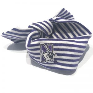 Northwestern University Wildcats Purple/White Stripped Hair Knot With N-Cat Design