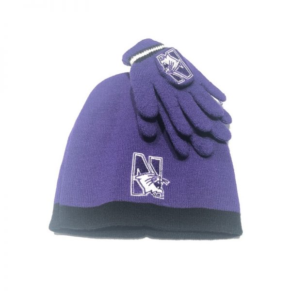 Northwestern University Wildcats Purple Infant & Toddler Knit Cap & Glove Set With N-Cat Design