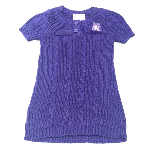 Northwestern University Wildcats Purple Knit Sweater Skirt With Embroidered N-Cat Design