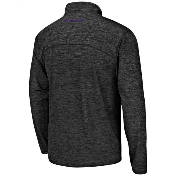 Northwestern University Wildcats Colosseum Men's Heather Black Action Pass L/S 1/4 Zip with N-Cat Design Back