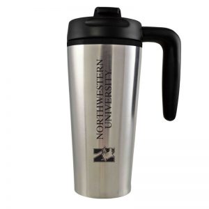Northwestern University Wildcats 16 oz Laser Engraved Silver Insulated Travel Tumbler With Handle