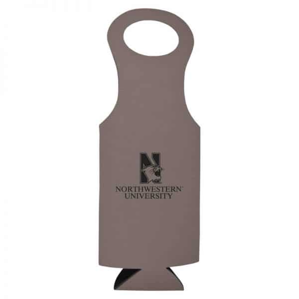 Northwestern University Wildcats Grey Velour Wine Tote With N-Cat Design