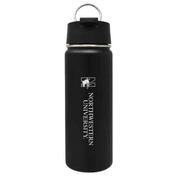 Northwestern University Wildcats 20 oz Laser Engraved Black Impact Travel Tumbler Water Bottle/Mug