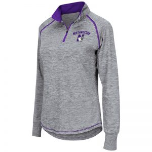 Northwestern University Wildcats Colosseum Ladies Light Grey Athena 1/4 Zip with N-Cat Design