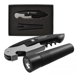 Northwestern University Wildcats Wine Opener and Vaccum Stopper Set With N-Cat Design
