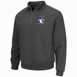 Northwestern University Wildcats Colosseum Men's Charcoal VF 1/4 Zip Sweatshirt with N-Cat Design