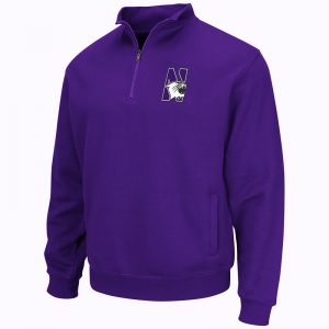 Northwestern University Wildcats Colosseum Men's Purple VF 1/4 Zip Sweatshirt with N-Cat Design