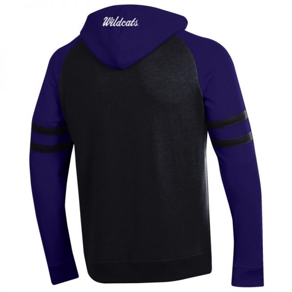 Northwestern University Wildcats Champion Men's Black Pullover Hockey Hooded Sweatshirt with Arch & Stylized N Design - Image 4