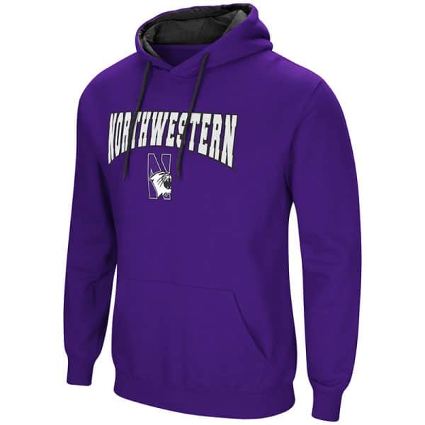 Northwestern University Wildcats Colosseum Men's Purple Playbook Pullover Hooded Sweatshirt with Northwestern & N-Cat Design