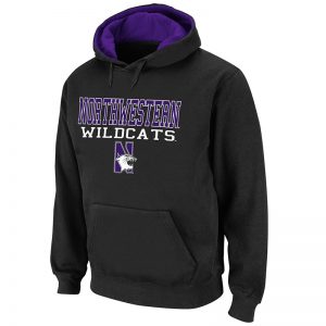 Northwestern University Wildcats Colosseum Men's Black Pullover Hooded Sweatshirt With Northwestern Wildcats & N-Cat Design