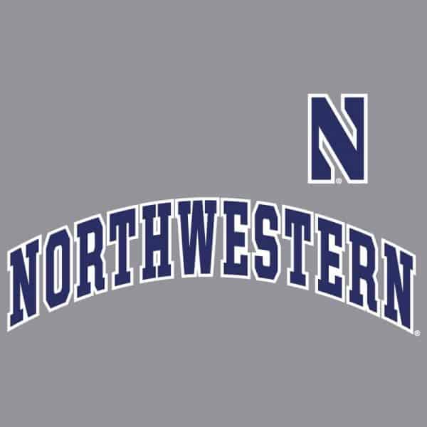 Northwestern University Wildcats Champion Men's Grey Pullover Hockey Hooded Sweatshirt with Arch & Stylized N Design - Image 2