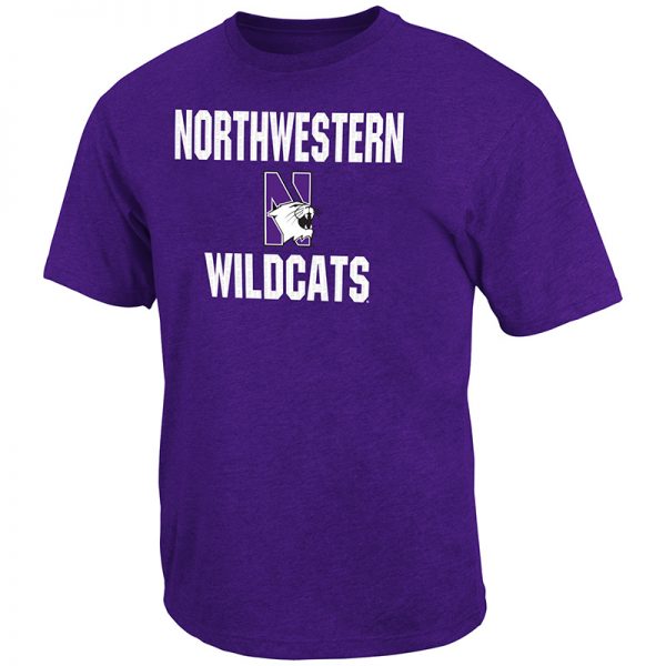 Northwestern University Wildcats Colosseum Men's Purple Trek Print S/S T-Shirt with N-Cat Design