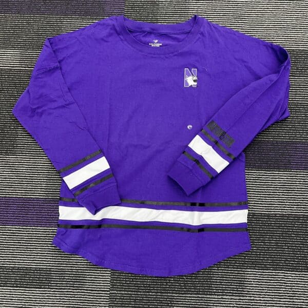 Northwestern University Wildcats Colosseum Ladies Purple All Around Oversized L/S Top with N-Cat Design