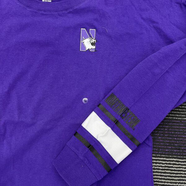 Northwestern University Wildcats Colosseum Ladies Purple All Around Oversized L/S Top with N-Cat Design - Image 4