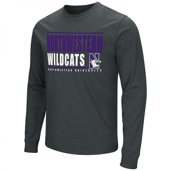 Northwestern University Wildcats Colosseum Men's Black Long Sleeve T-Shirtwith N-Cat Design