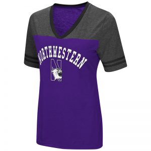 Northwestern University Wildcats Colosseum Ladies Purple/Heather Charcoal The Whole Package S/S T-Shirt with N-Cat Design