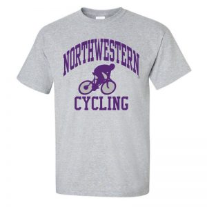 Northwestern University Wildcats Grey Short Sleeve Tee Shirt with Cycling Design