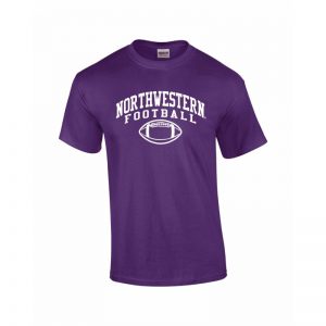 Northwestern University Wildcats Purple Short Sleeve Tee Shirt with Football Design