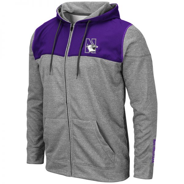 Northwestern University Wildcats Colosseum Nelson Purple/Grey Zip-hood Sweatshirt/Lightweight Jacket