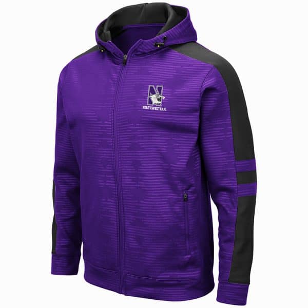 Northwestern University Wildcats Colosseum Men's Bart Purple Zip-Hood Sweatshirt/Lightweight Jacket