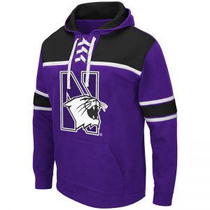 Northwestern University Wildcats Colosseum Men's Skinner Hockey Hoodie With Appliqué Embroidered Design