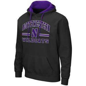 Northwestern University Wildcats Colosseum Men's Black Hooded Sweatshirt With Appliqué Embroidered Northwestern Over N Bar Design