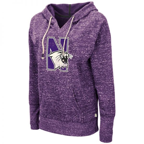 Northwestern University Wildcats Colosseum Ladies Bradshaw Pullover Hooded Sweatshirt with N-Cat Design