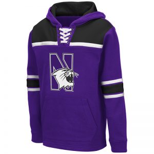 Northwestern University Wildcats Colosseum Youth Billie Hockey Pullover Hoodie With N-Cat Appliqué Embroidered Design
