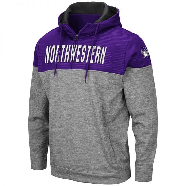 Northwestern University Wildcats Colosseum Men's Bart Pullover 1/4 Zip with N-Cat Design
