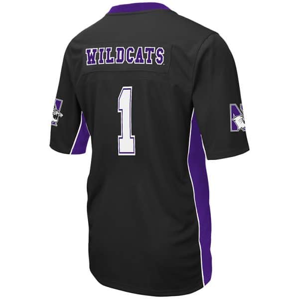 Northwestern University Wildcats Colosseum Men's Black Max Power Football Jersey -Back