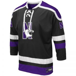 Northwestern University Wildcats Colosseum Men's Black Mr. Plow Hockey Jersey with N-Cat Design