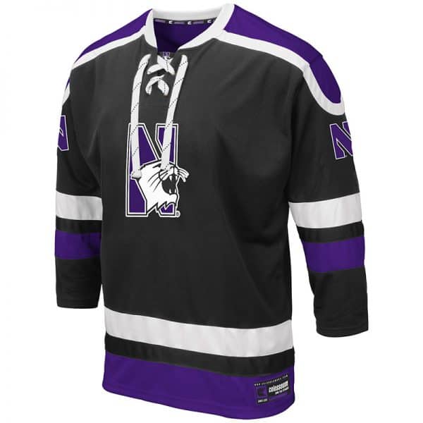 Northwestern University Wildcats Colosseum Men's Black Mr. Plow Hockey Jersey with N-Cat Design