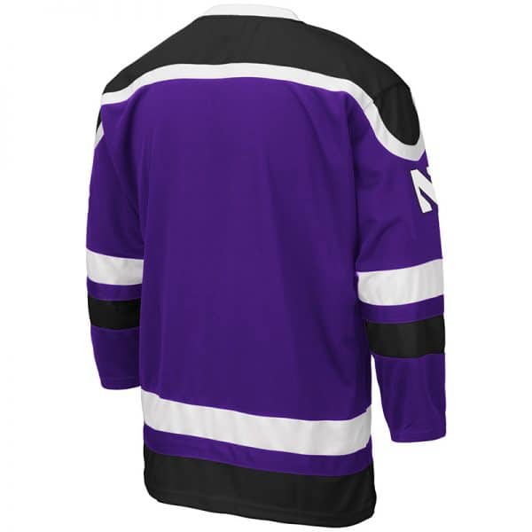Northwestern University Wildcats Colosseum Men's Purple Mr. Plow Hockey Jersey with N-Cat Design-Back