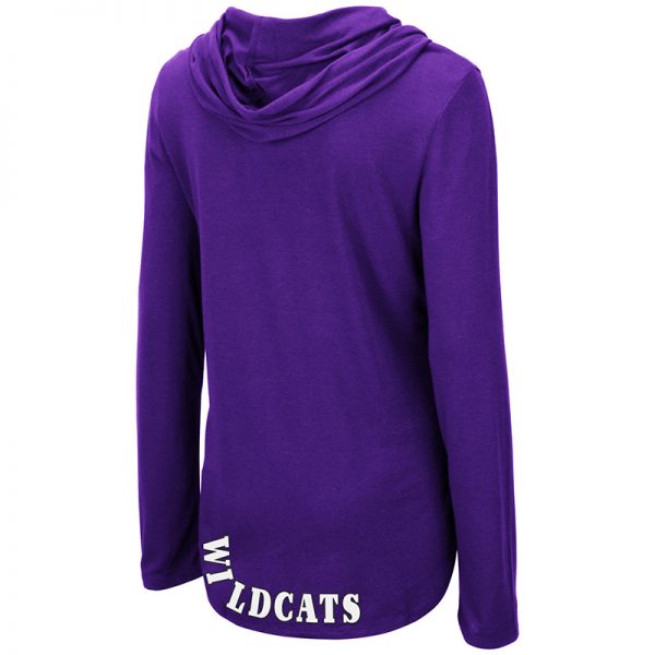 Northwestern University Wildcats Colosseum Ladies My Lover L/S Hooded Tee with N-Cat Design -Back