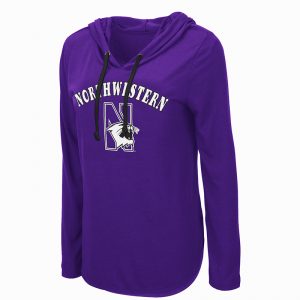 Northwestern University Wildcats Colosseum Ladies My Lover L/S Hooded Tee with N-Cat Design