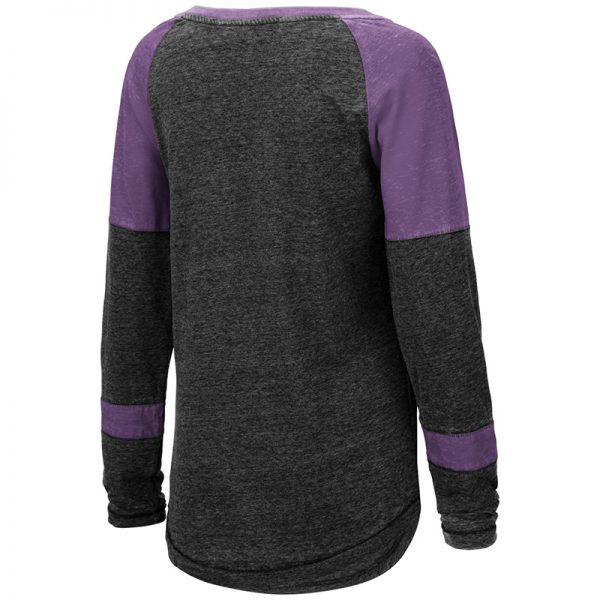 Northwestern University Wildcats Colosseum Ladies Miranda Long Sleeve Henley with N-Cat Design -Back
