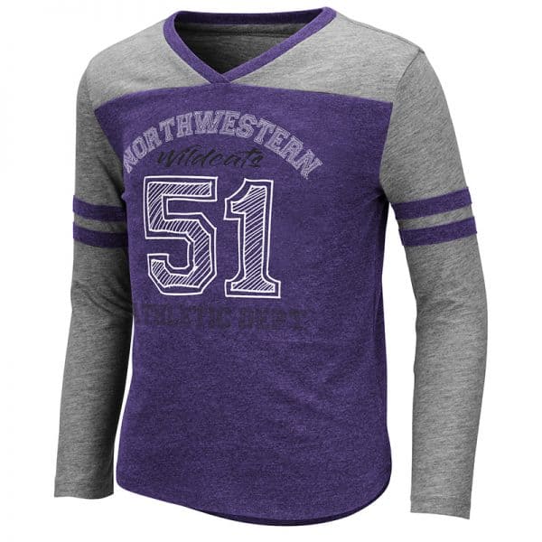 Northwestern University Wildcats Colosseum Girls Hello Nurse L/S Tee With Northwestern 51 Design