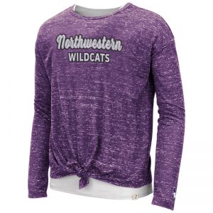 Northwestern University Wildcats Colosseum Girls Brain Double Layer L/S Tee With Sewn Northwestern Wildcats Design