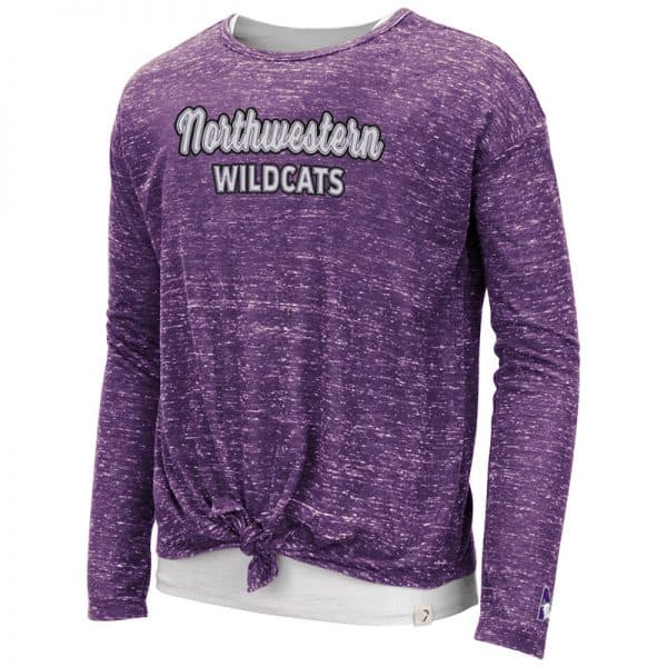 Northwestern University Wildcats Colosseum Girls Brain Double Layer L/S Tee With Sewn Northwestern Wildcats Design