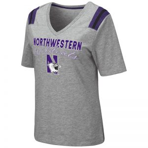 Northwestern University Wildcats Colosseum Ladies The City V-Neck S/S Tee with N-Cat Design