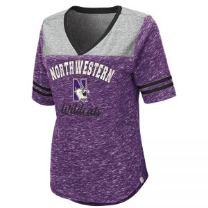 Northwestern University Wildcats Colosseum Ladies Mr. Big V-Neck S/S Tee with N-Cat Design