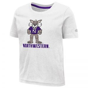 Northwestern University Wildcats Colosseum Toddler White S/S T-Shirt With Willie The Wildcat Over Northwestern Design