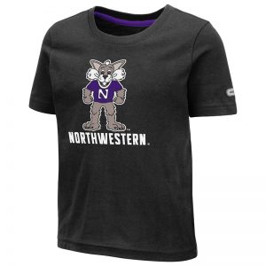 Northwestern University Wildcats Colosseum Toddler Black S/S T-Shirt With Willie The Wildcat Over Northwestern Design