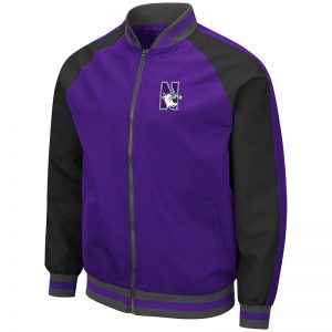 Northwestern University Wildcats Colosseum Men's Lightweight Kent Bomber Jacket with N-Cat Design