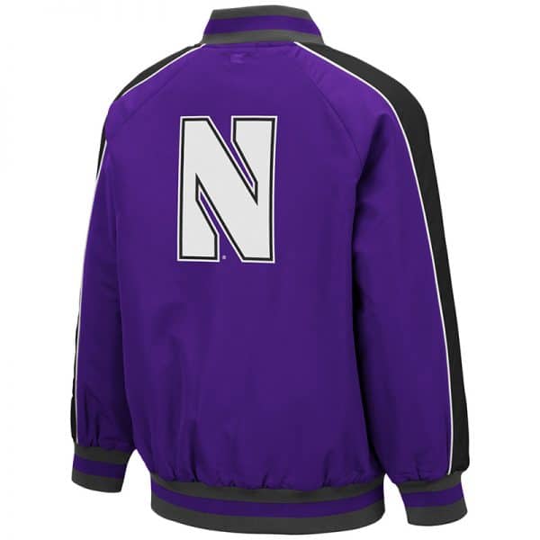 Northwestern University Wildcats Colosseum Youth Codger Bomber Jacket with N-Cat Design -Back