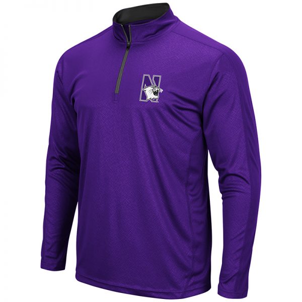 Northwestern University Wildcats Colosseum Men's Purple Loggerhead 1/4 Zip Windshirt with N-Cat Design