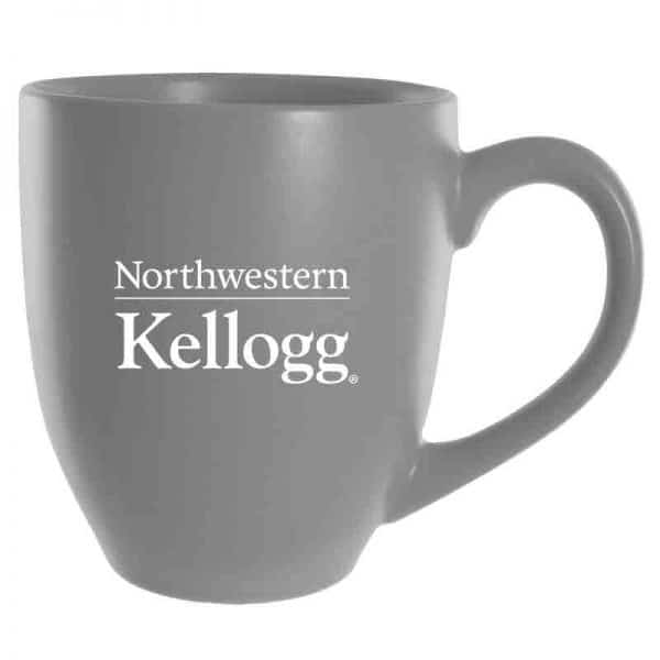 Northwestern University Wildcats Laser Engraved Light Grey Ceramic Coffee Mug with Kellogg Design