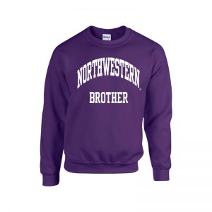 Northwestern University Wildcats Purple Crewneck Sweatshirt With Brother Design