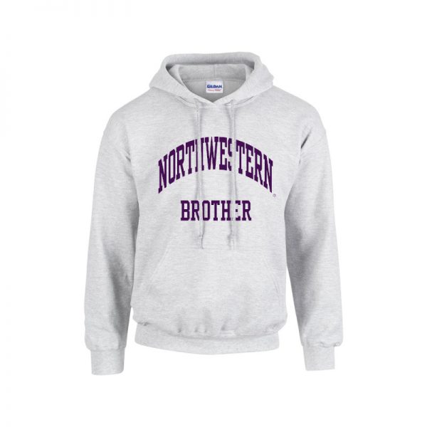 Northwestern University Wildcats Light Grey Hooded Sweatshirt With Brother Design